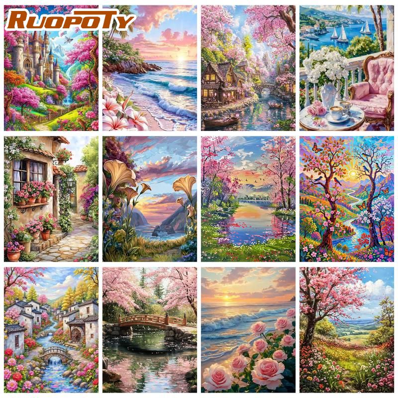 Art Craft Ideas For Adults - RUOPOTY Sonnenuntergang am Strand Malen nach