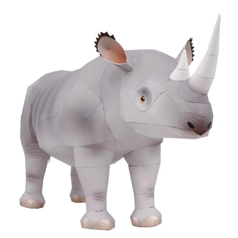 Art Craft Cardboard - Nashorn, hakenförmig, handgefertigt, Origami-Kunst, faltbar, Mini-3D-Papiermodell,