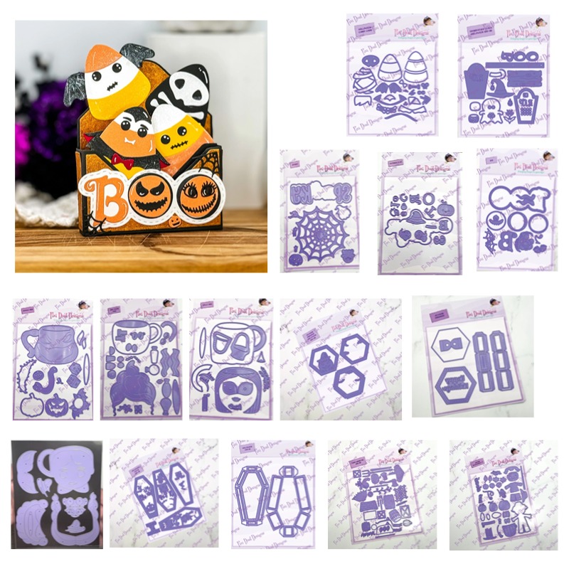 Rubber Stamp Blank - Uhr Halloween Candy Boo Becher Haus