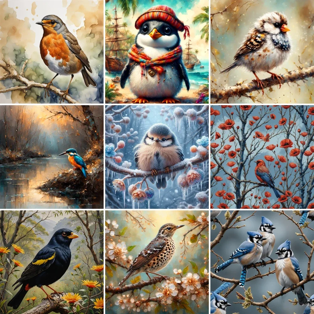Art Craft Ideas For Adults - Vogel Pinguin Eisvogel Farbe Zahlen Gemälde