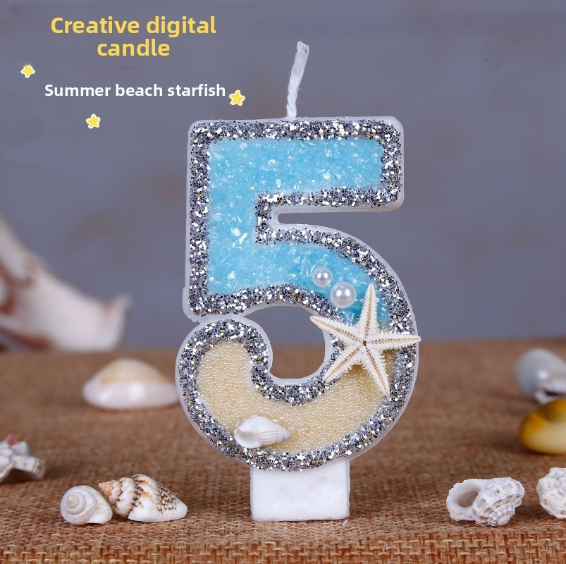 Art Craft Party - Strand-Seestern-Geburtstagskerzen 0-9, Sommer-Ozean-Thema Kuchendekoration für Kinder