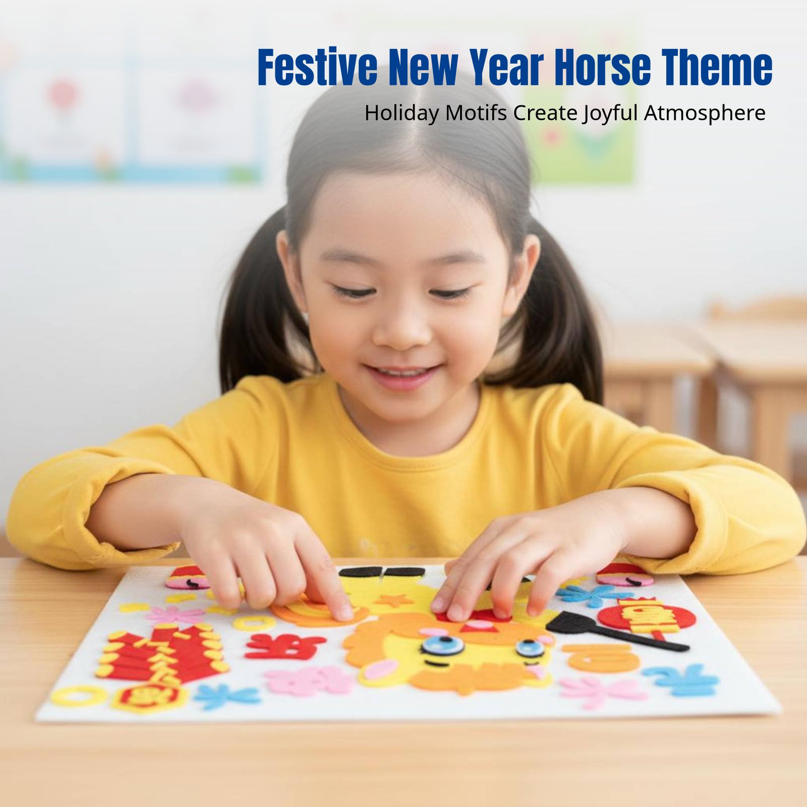 Art Craft Kindergarten - 2026 Neujahr DIY Stoffkunst-Aufkleber, Kreatives Bastelset,