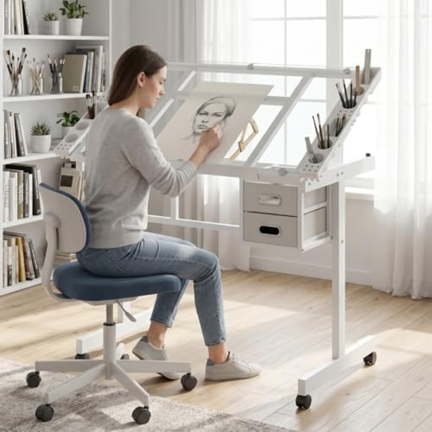 Art Crafts - Rollbarer Zeichentisch, Mal- und Basteltisch mit