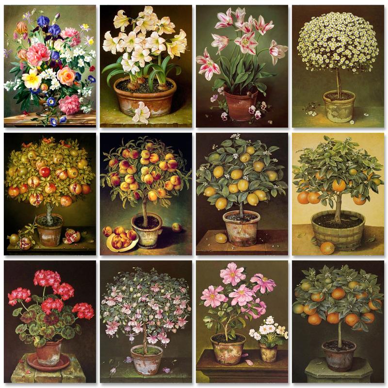 Art Craft Number - GATYZTORY Klassisches Malen nach Zahlen, Blumen,