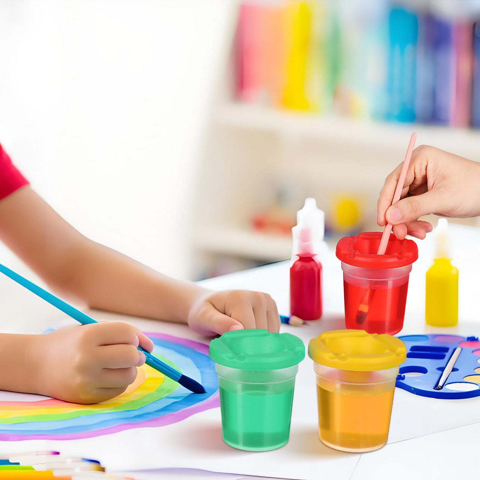 Art Craft Class - 4-teiliger Kinder-Waschbehälter mit rotierender Bürste, kompakt,
