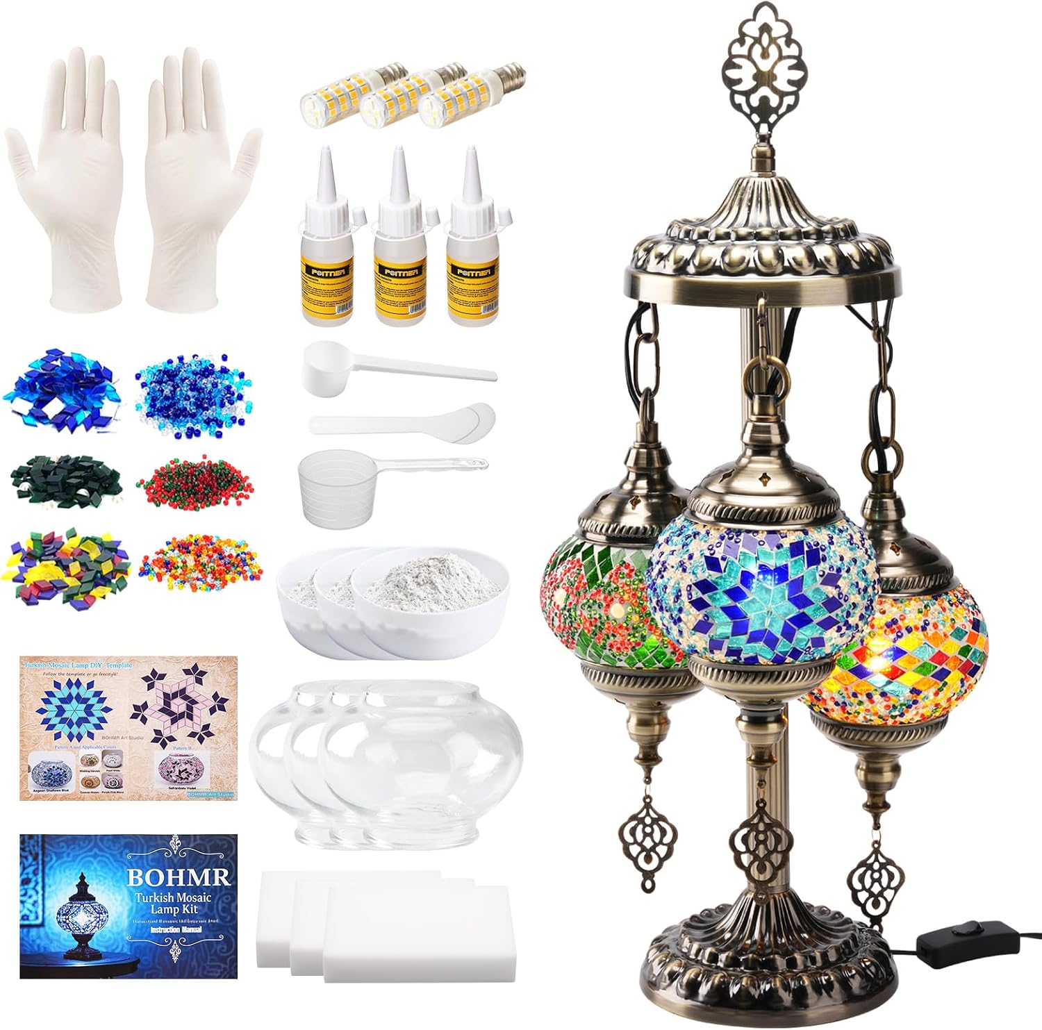 Art Crafts - DIY 3-Kugel Türkisches Mosaik-Lampen-Set, 23 Zoll