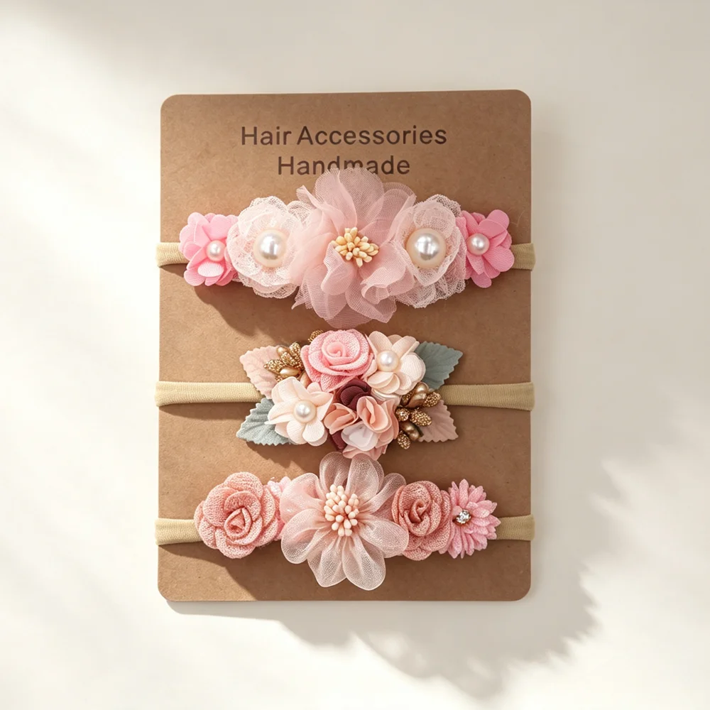 Art And Craft Hair - 3-teiliges Set Elastische Stirnbänder für Babymädchen