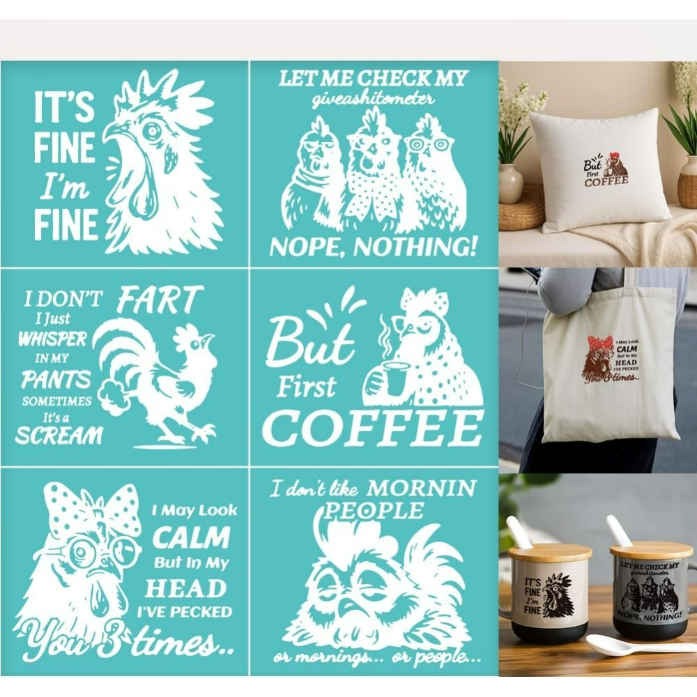 Silk Screen Printing - 2 Blatt Chook Siebdruck-Schablone, humorvolles Huhn,