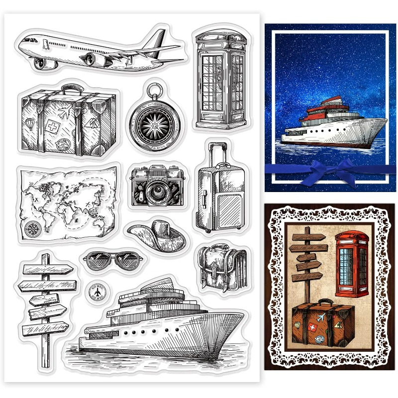 Rubber Stamp Blank - Reise Silikon klarer Stempel Flugzeug Karte