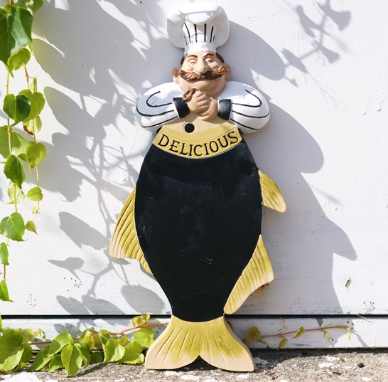 Art Craft Bakery - Koch- und Fischfigur, Nachrichtentafel, zum Aufhängen,