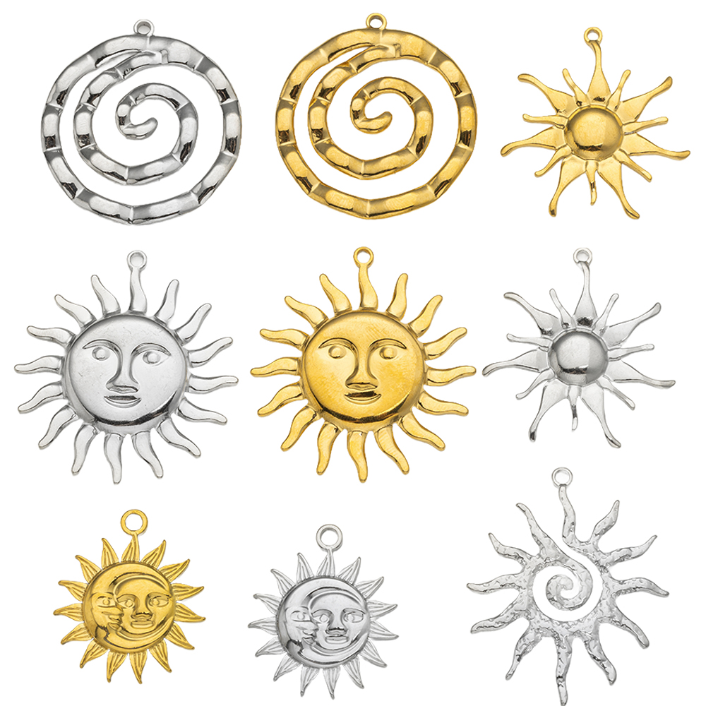 Art Craft Party - 5 Stück Edelstahl Celestial Sun Charms