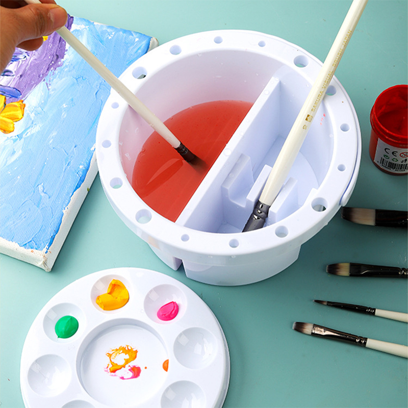 Watercolor Brush Pen - 3-in-1-Pinselwascher-Eimer mit Palettendeckel, Malpinselhalter, Kunst, Aquarell,