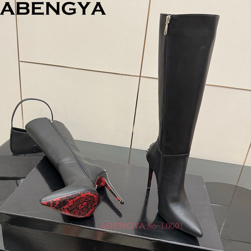 Art Craft Party - Sexy schwarze Leder kniehohe Stiefel für