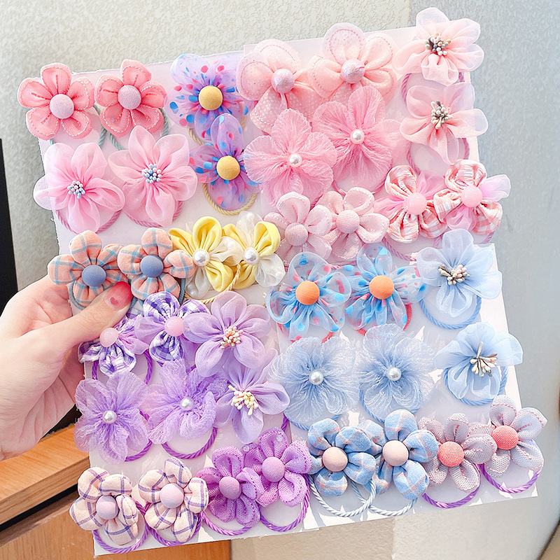 Art And Craft Hair - 10 Stück Kinder-Haarschleifen mit Netzblumen und