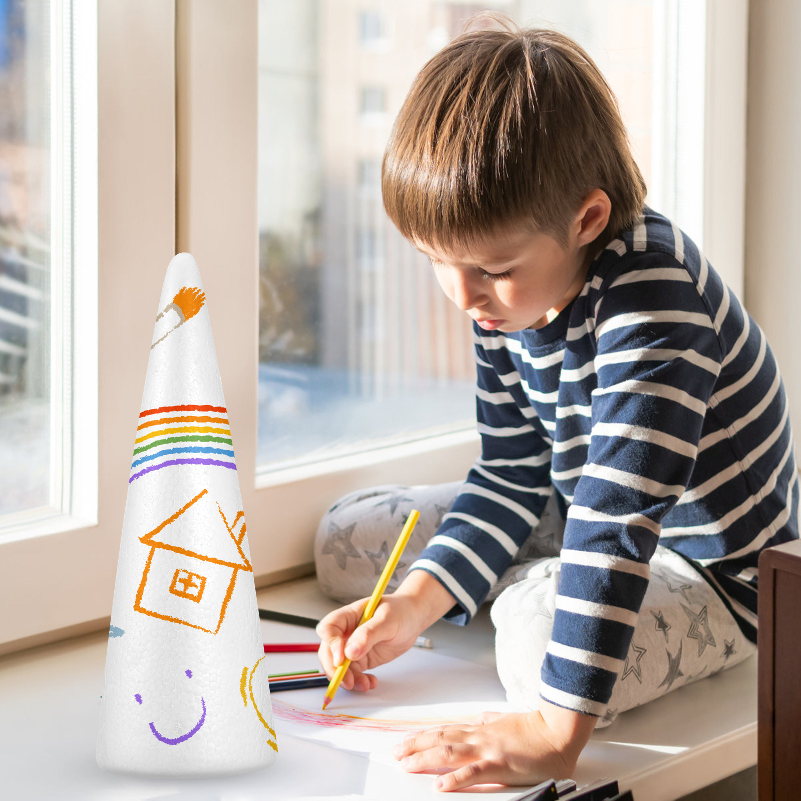 Art Craft Kids - 2 Stück Weihnachts-Schaumstoffkägel Bastelzubehör Kinder DIY