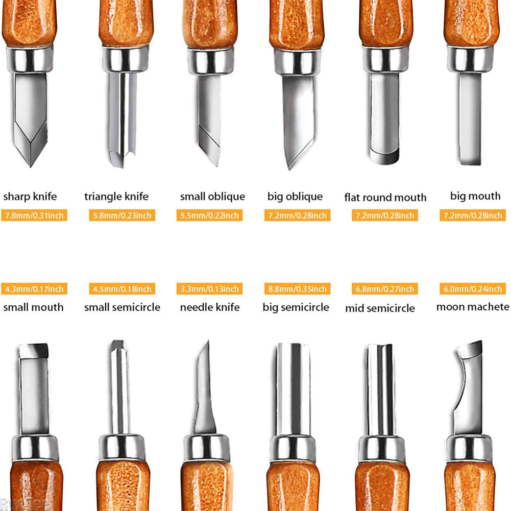 Craft Art Set - 12-teiliges SK2 Holzschnitzwerkzeug-Set, Kunstmesser mit Holzgriff,