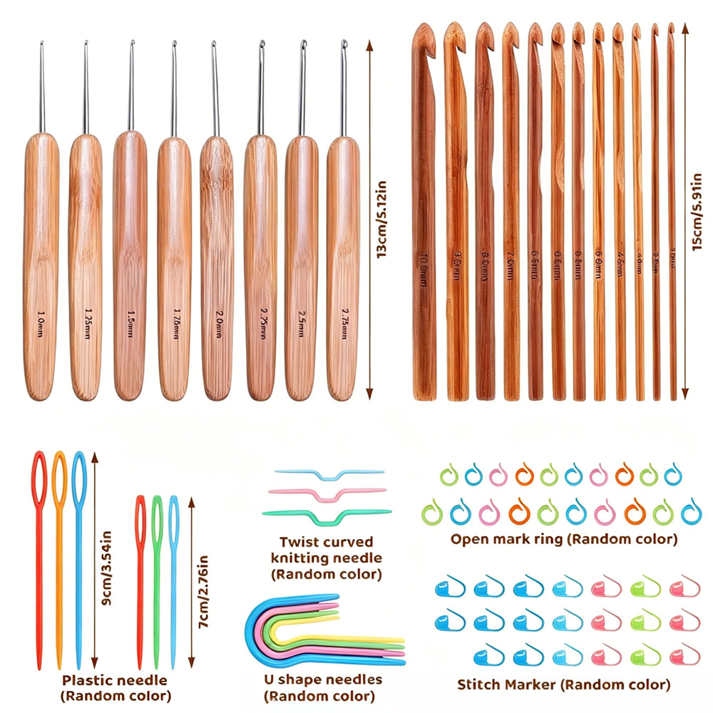 74-teiliges Bambus-Häkelnadel- – Art Craft Store Bewertung und Preis